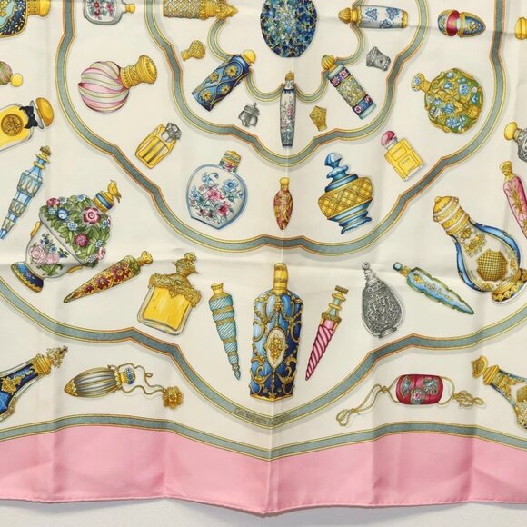 HERMES Carre 90 Scarf ""Qu importe le flacon"" Silk Pink Auth 135496 - Picture 6 of 14